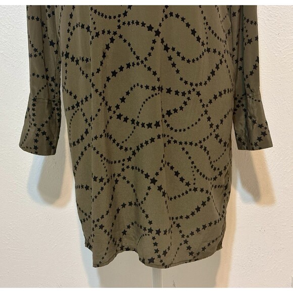 Equipment Cadence Size M Silk Stars Print Long Sleeve Dress Boho Feminine Fall - Picture 5 of 12